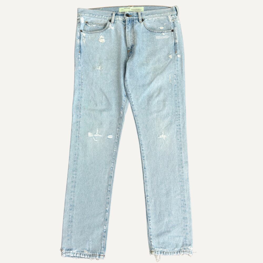 Off-White Temperature Print Denim Jeans SS18 Virgil Abloh Off-White Wash Size 34